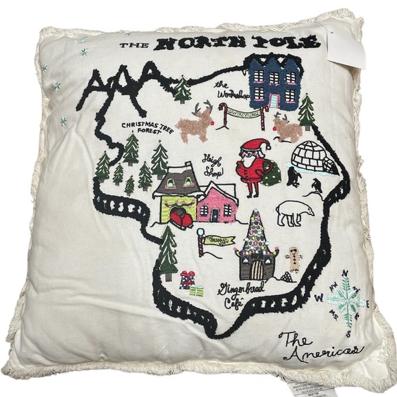 LAST ONE NWT Hammond North Pole Cotton Christmas Accent Throw Pillow (1) 18 x 18 - Picture 2 of 8